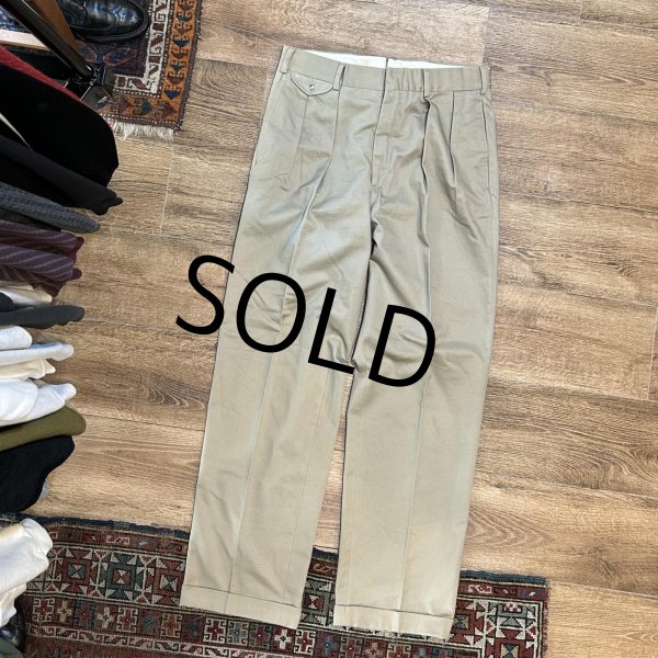 画像2: 【新品未使用】ビンテージ【ブルックスブラザーズ】【ベージュ】【2タック】【コットンパンツ】【スラックス】【W33程度】  (2)