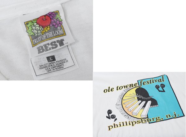 画像2: ビンテージ【FRUIT OF THE LOOM】【フルーツオブザルーム】【ole towne festival】白【 Tシャツ】【サイズL】  (2)