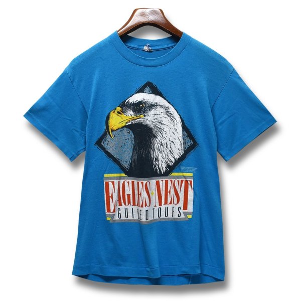 画像1: 【90's】【USA製】【ビンテージ】【SUN】【EAGLES NEST GUIDE TOURS】【鷹プリント】【水色】【Tシャツ】【サイズL】   (1)
