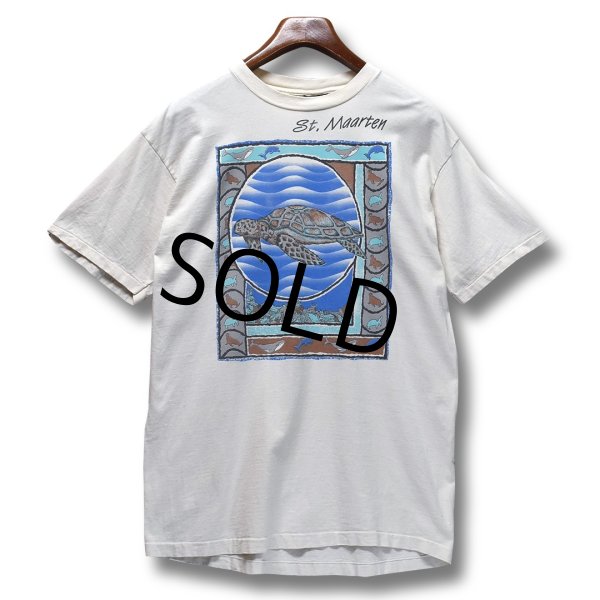 画像3: 【USA製】【ビンテージ】【Dt.Maarten】【オフホワイト】【亀プリント】【Tシャツ】【サイズL】  (3)