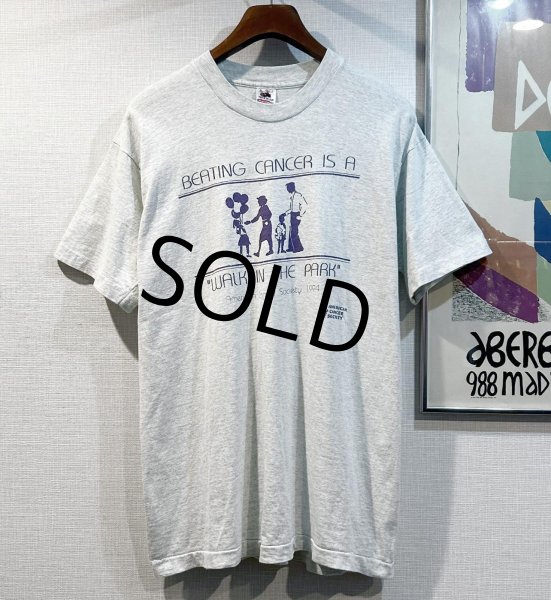 画像1: 90's USA製 ビンテージ【FRUIT OF THE LOOM 】フルーツオブザルーム【BEATING CANCER】【グレー】【 Tシャツ】【サイズL】  (1)