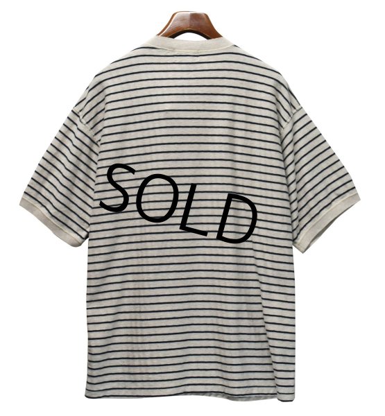 画像3: ~90's【USA製】【ビンテージ】【エディーバウアー】黒タグ【ベージュx黒ボーダー】【ヘンリーネックTシャツ】【サイズXL】  (3)