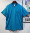 画像1: 90's【USA製】 ビンテージ【FRUIT OF THE LOOM 】フルーツオブザルーム【ターコイズブルー】【無地】【ポケット付き】【 Tシャツ】【サイズL】  (1)