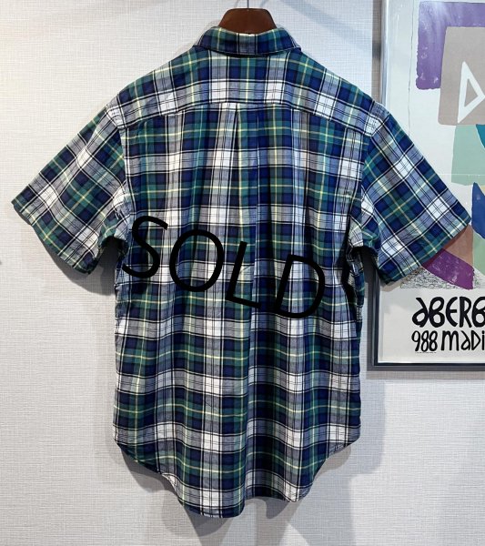 画像3: POLO RALPH LAUREN【ラルフローレン】【CLASSIC FIT】ビンテージ【紺x緑x白】【クラシックフィット】【ボタンダウン半袖シャツ】【サイズL】   (3)