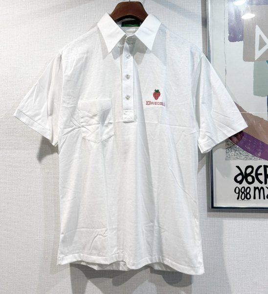 画像1: 【USA製】【munsingwear】【マンシングウェア】イチゴ 刺繍【白】【ポロシャツ】【サイズＬ】  (1)