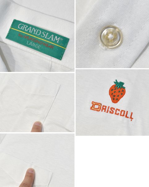 画像2: 【USA製】【munsingwear】【マンシングウェア】イチゴ 刺繍【白】【ポロシャツ】【サイズL】  (2)