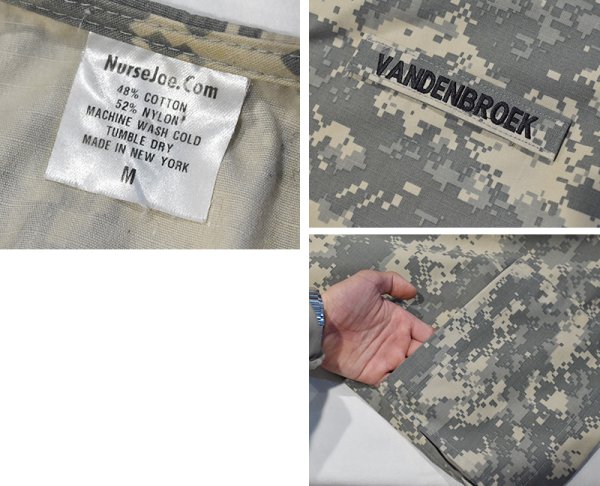 画像2: 程度良好!! ビンテージ【USA製】ACU デジカモ 総柄【ポケット付き】【Vネック】メディカルプルオーバーシャツ【Tシャツ】【サイズM】  (2)