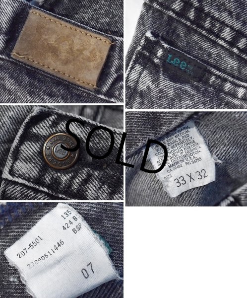 画像3: 【USA製】【ビンテージ】【Lee】【リー】【ブラック】【ケミカルウォッシュ】1タック【デニムパンツ】【33×32】  (3)