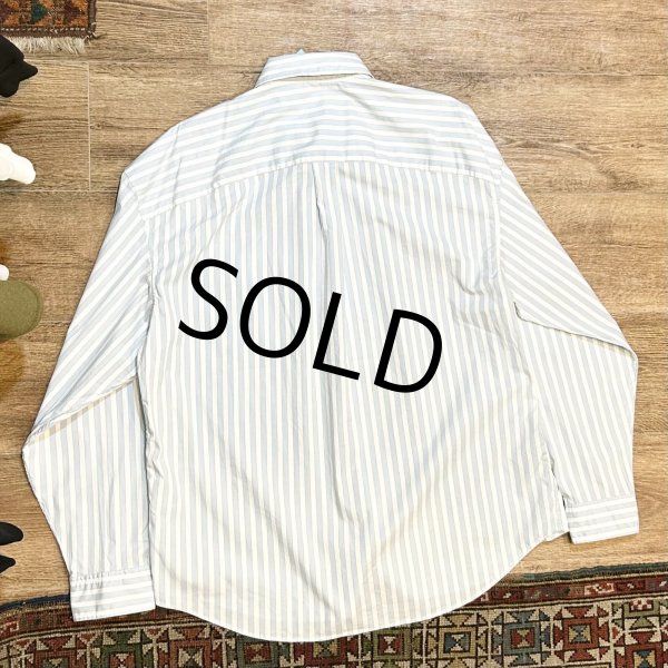 画像3: 【ビンテージ】【オールドギャップ】【GAP】The BIG Shirt【白ｘ水色】ストライプ【コットンボタンダウンシャツ】【サイズM】  (3)