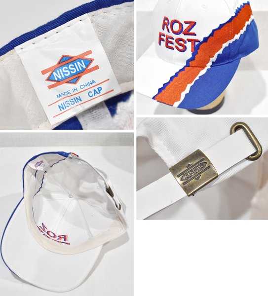 画像2: ビンテージ【NISSIN CAP】【ROZ FEST】【白×赤×青】【BBキャップ】  (2)