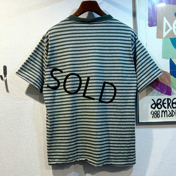 画像3: 【ビンテージ】【BASIC EDITIONS】ベーシックエディションズ【オリーブグリーンｘグレー】【ボーダー】【Tシャツ】【サイズL程度】  (3)