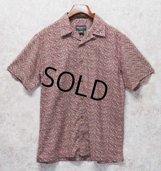 画像1: ビンテージ【エディーバウアー】【Eddie Bauer】【エンジ×生成り】【総柄】【リネン×コットン】【半袖シャツ】【開襟シャツ】【サイズS】  (1)