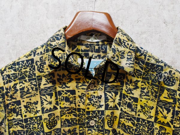 画像3: 【ORVIS】オービス 【紺×黄色】【コットン半袖シャツ】アロハシャツ【半袖開襟シャツ】【サイズS】  (3)