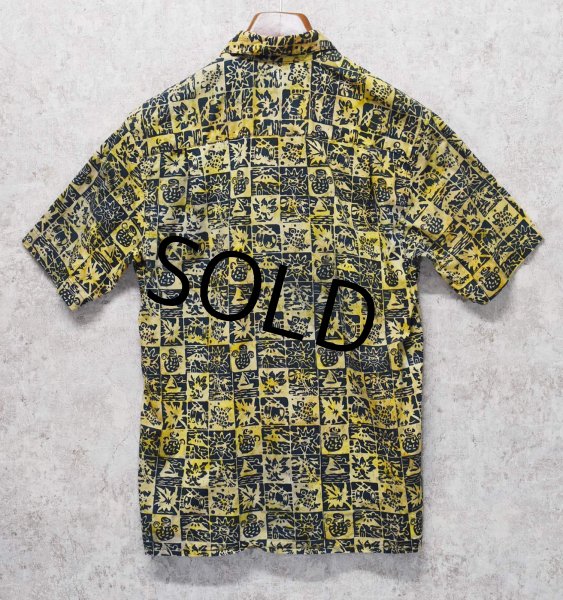 画像4: 【ORVIS】オービス 【紺×黄色】【コットン半袖シャツ】アロハシャツ【半袖開襟シャツ】【サイズS】  (4)