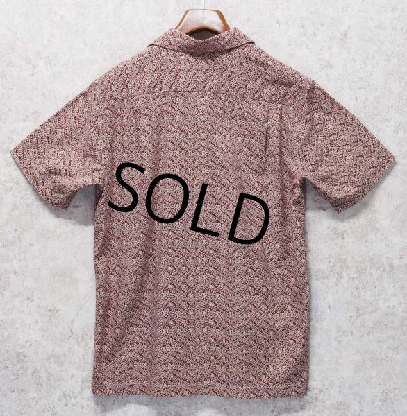 画像3: ビンテージ【エディーバウアー】【Eddie Bauer】【エンジ×生成り】【総柄】【リネン×コットン】【半袖シャツ】【開襟シャツ】【サイズS】  (3)