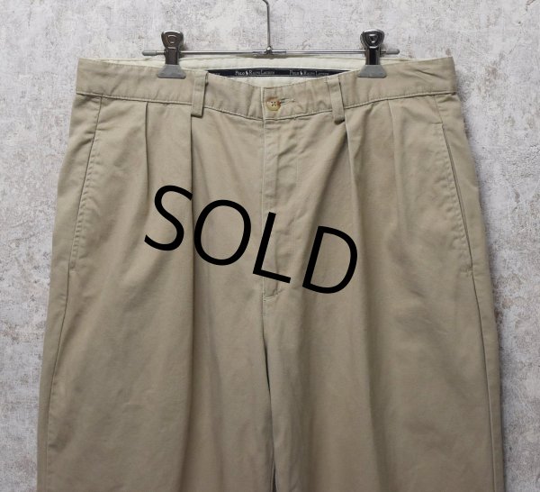 画像3: 【USA製】【ラルフローレン】POLO RALPH LAUREN【ベージュ】【2タック】【コットンパンツ】【34×31】  (3)