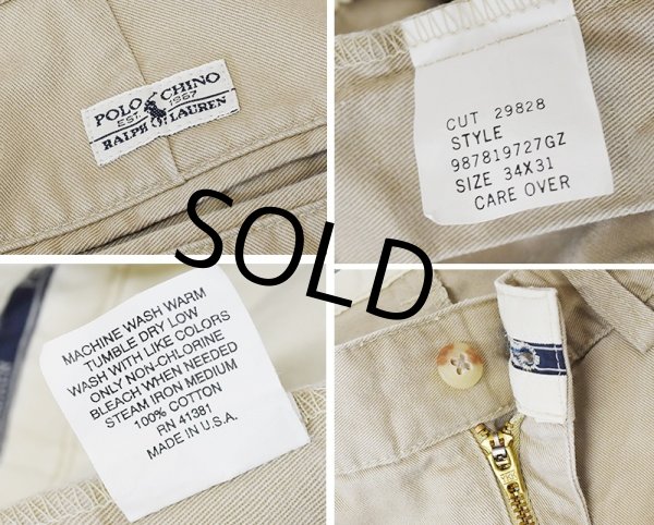 画像2: 【USA製】【ラルフローレン】POLO RALPH LAUREN【ベージュ】【2タック】【コットンパンツ】【34×31】  (2)