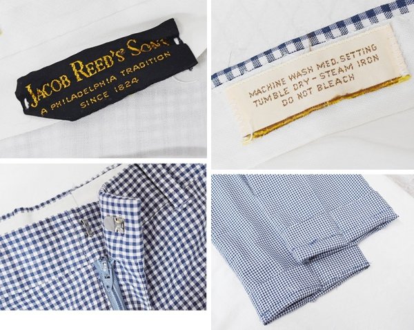 画像2: 80’ｓ【ビンテージ】【JACOB REED'S SONS】【白×ネイビー】【ギンガムチェック】スラックス【W34程度】  (2)
