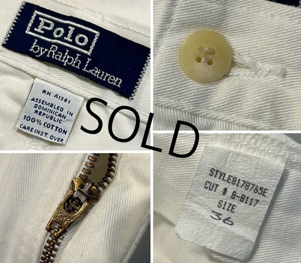 画像2: 【POLO RALPH LAUREN】オールドラルフローレン【白】【2タック】【ショートパンツ】【短パン】【コットンショーツ】【W36】  (2)