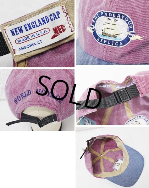 画像2: 【USA製】【New England Cap】【エンジ×グレー】【the endeavour】【WORD VOYAGE】【BBキャップ】   (2)