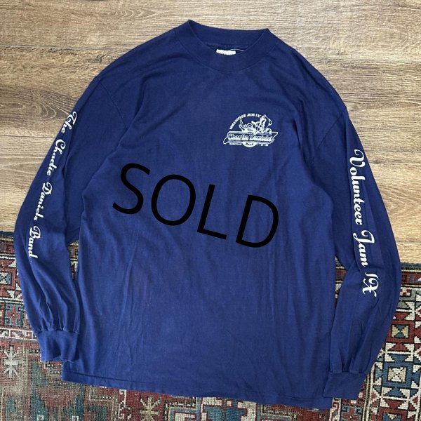 画像1: ∼90's【USA製】【ビンテージ】【HANES】ヘインズ【the charlie daniels】袖プリント付き【紺】【ロンT】【サイズXL】  (1)