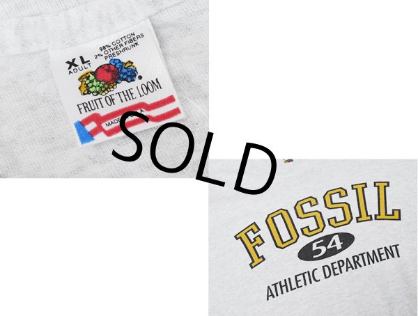 画像2: 90's【USA製】 ビンテージ【FRUIT OF THE LOOM 】フルーツオブザルーム【グレー】【FOSSIL】フォッシル【 Tシャツ】【サイズXL】  (2)