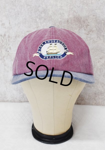 画像1: 【USA製】【New England Cap】【エンジ×グレー】【the endeavour】【WORD VOYAGE】【BBキャップ】   (1)
