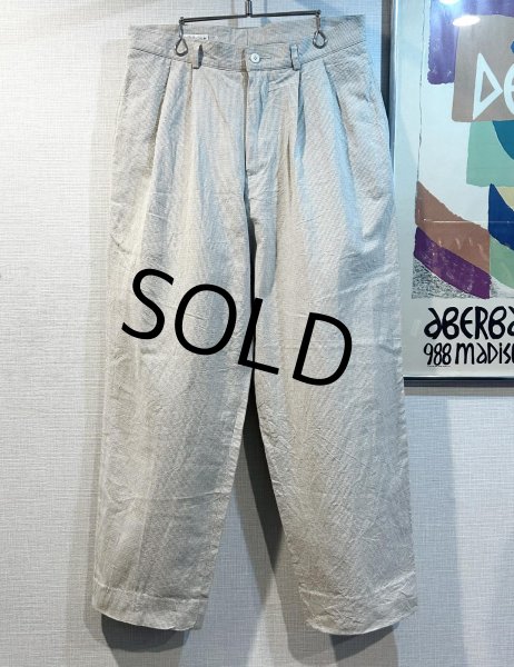 画像2: ビンテージ【Claiborne】【クレイボーン】【ベージュチェック】【2タック】コットンスラックス【コットンパンツ】【32L】  (2)
