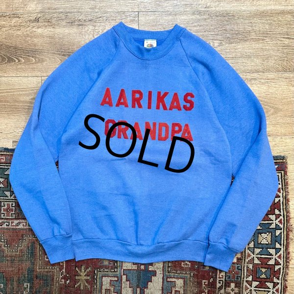 画像1: 90’s【USA製】【ビンテージ】【フルーツオブザルーム】FRUIT OF THE LOOM【AARIKAS GRANDPA】【青】【スウェット】【サイズM】  (1)
