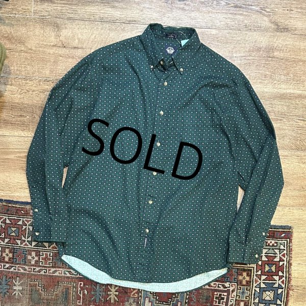 画像1: 【ビンテージ】【DOCKERS】ドッカーズ【小紋柄】【緑色】【ボタンダウンシャツ】【サイズM】  (1)