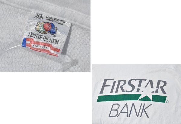 画像2: 【90’s】【USA製】ビンテージ【FRUIT OF THE LOOM】【フルーツオブザルーム】【FIRSTAR BANK】【企業ロゴ】白【 Tシャツ】 サイズXL  (2)