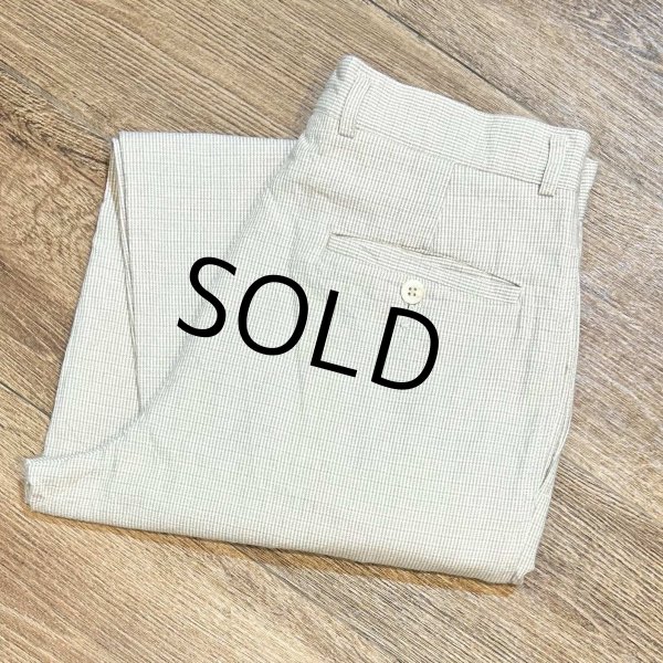 画像1: ビンテージ【Claiborne】【クレイボーン】【ベージュチェック】【2タック】コットンスラックス【コットンパンツ】【32L】  (1)