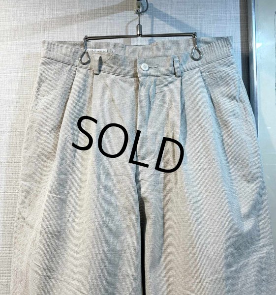 画像4: ビンテージ【Claiborne】【クレイボーン】【ベージュチェック】【2タック】コットンスラックス【コットンパンツ】【32L】  (4)