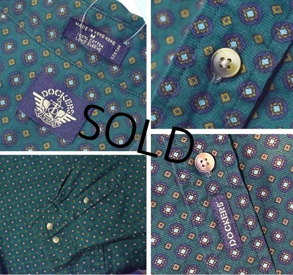画像2: 【ビンテージ】【DOCKERS】ドッカーズ【小紋柄】【緑色】【ボタンダウンシャツ】【サイズM】  (2)