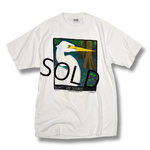 画像1: 90's【USA製】【ビンテージ】【don't say goodbay the wetland's 】白【Tシャツ】【サイズXL】  (1)