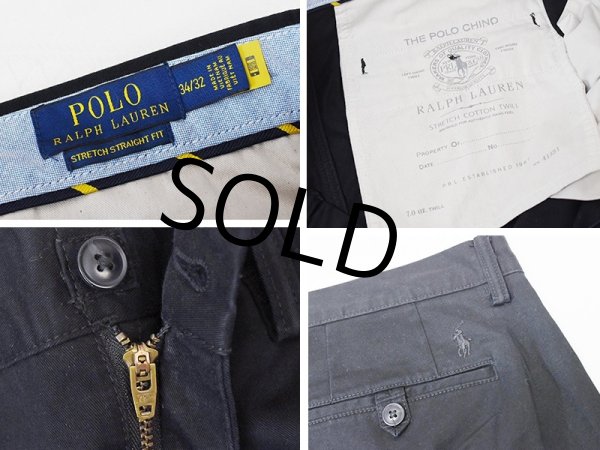画像2: 【程度良好】【ラルフローレン】POLO RALPH LAUREN【黒】STRETCH STRAIGHT FIT【コットンパンツ】【34×32】  (2)