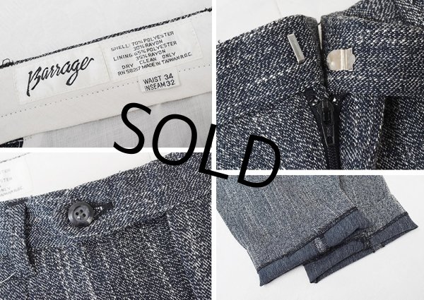 画像2: 【ビンテージ】【Barrage】【黒】【ポリエステル×レーヨン】ツイード【2タックスラックス】【34×32】  (2)