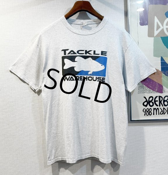 画像1: ビンテージ【TACLE WAREHOUSE】魚 バス釣り ブラックバス【霜降りグレー】Tシャツ【サイズL】  (1)