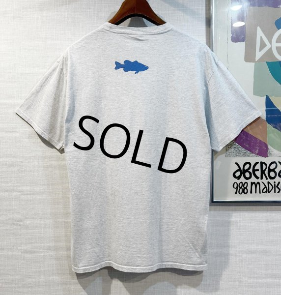 画像3: ビンテージ【TACLE WAREHOUSE】魚 バス釣り ブラックバス【霜降りグレー】Tシャツ【サイズL】  (3)