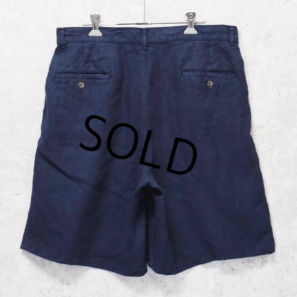 画像3: 90's【USA製】ビンテージ【ラルフローレン】【POLO RALPH LAUREN】【紺】【リネン】2タック【ショートパンツ】 【短パン】【ショーツ】【W33程度】  (3)