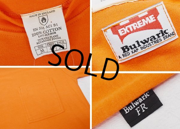 画像2: 【デッドストック】【イングランド製】【Bulwark】【オレンジ】【無地】ポケット付き【Tシャツ】【サイズM】  (2)