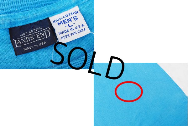 画像2: 90's【USA製】 ビンテージ【ランズエンド】【LANDS' END】【スカイブルー】【無地】【ポケット付き】【Tシャツ】【サイズL】  (2)