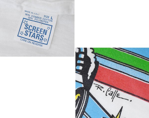 画像2:  デッドストック 80's【USA製】スクリーンスターズ【ビンテージ】【Raceway Park】【車】白【Tシャツ】【サイズL】  (2)