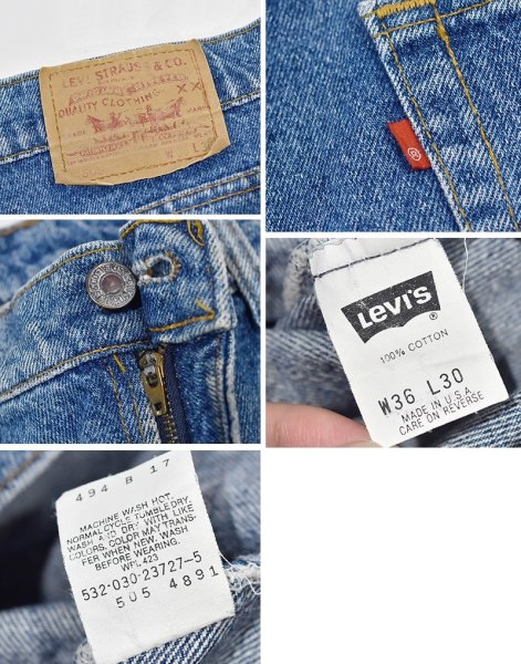 画像2: ~90's【USA製】【ビンテージ】【LEVI'S】【リーバイス５０５】505【デニムパンツ】ブルーデニム【36×30】  (2)