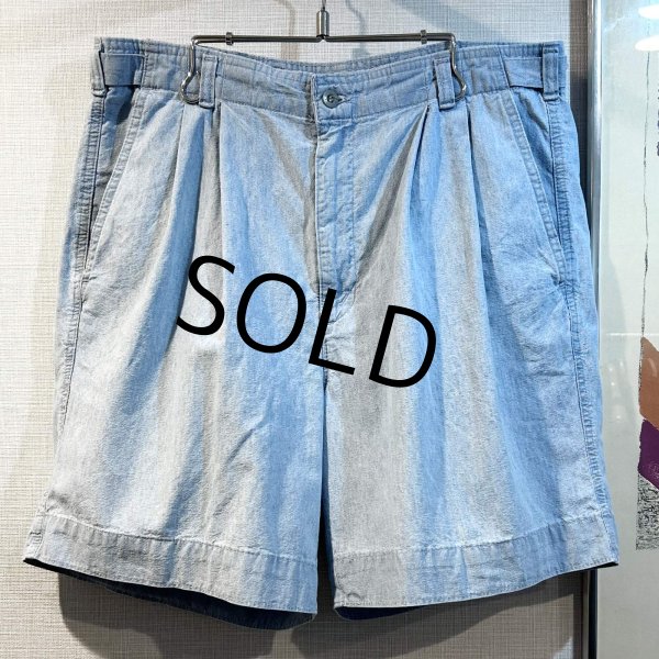 画像1: USA製【DOCKERS】リーバイス　ドッカーズ【水色】【２タック】コットンシャンブレーショーツ【ｗ34】  (1)