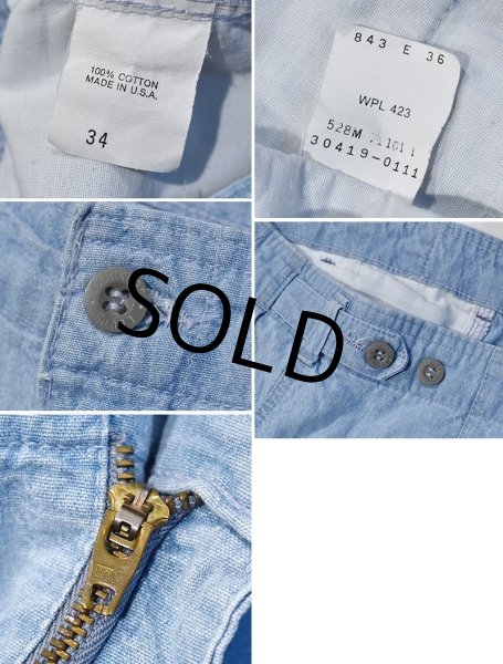 画像2: USA製【DOCKERS】リーバイス　ドッカーズ【水色】【２タック】コットンシャンブレーショーツ【ｗ34】  (2)