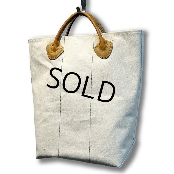 画像2: 【ビンテージ】【L.L.bean】【エルエルビーン】【レザーハンドル】 ログキャリー カスタムトートバッグ 【キャンバス】ガイドステッチ【トートバッグ】【キャンパストート】  (2)