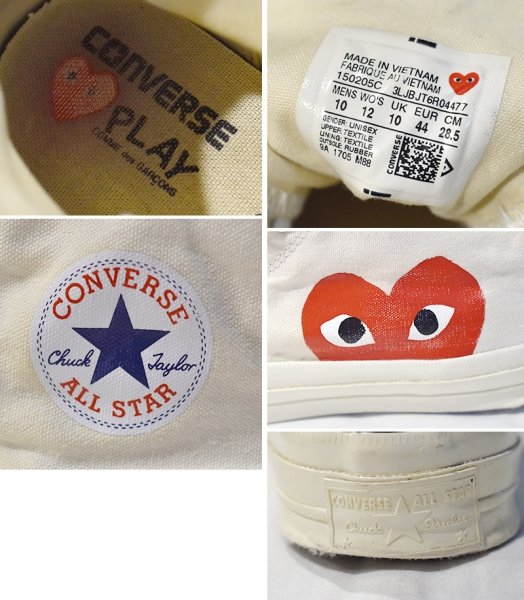 画像4: 【プレイコムデギャルソン】【コンバース】【CONVERSE】【CT70】【白】【ハイカット】【サイズ 28.5cm】【US10】  (4)