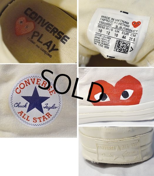 画像4: 【プレイコムデギャルソン】【コンバース】【CONVERSE】【ＣＴ７０】【白】【ハイカット】【サイズ 28.5ｃｍ】【US10】  (4)