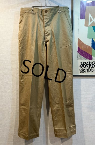 画像1: デッドストック 【40's】【ビンテージ】U.S.ARMY【米軍実物】M-45【45カーキ】４５カーキ【チノパンツ】ダブルステッチ【片玉縁】【３４Ｘ３３】  (1)